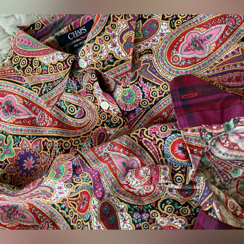 Chaps No Iron Paisley Button Down Shirt Size 2X